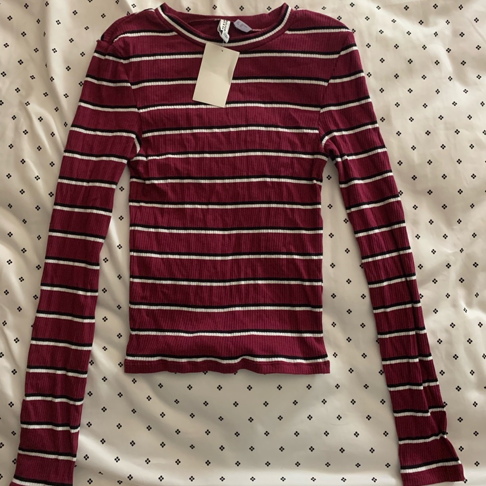 H&M Stripped Long Sleeve Top Size XS NWT
